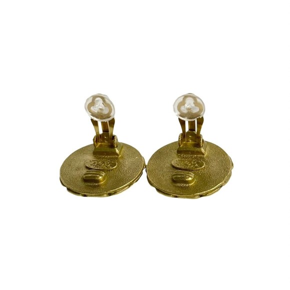 CHANEL Authentic Vintage Gold Logo Earrings